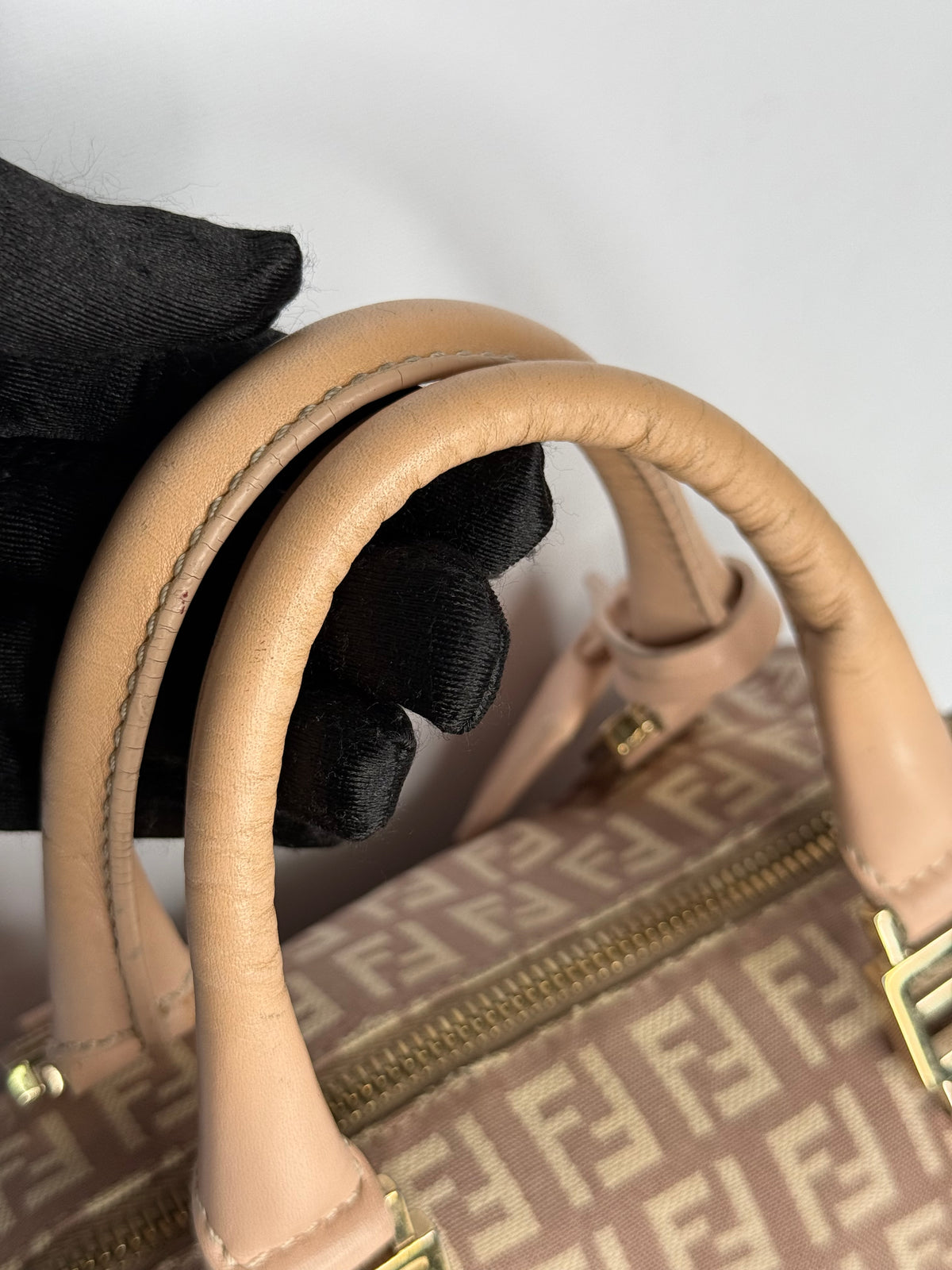 Fendi Zucchino Canvas Mini Boston Bag Pink
