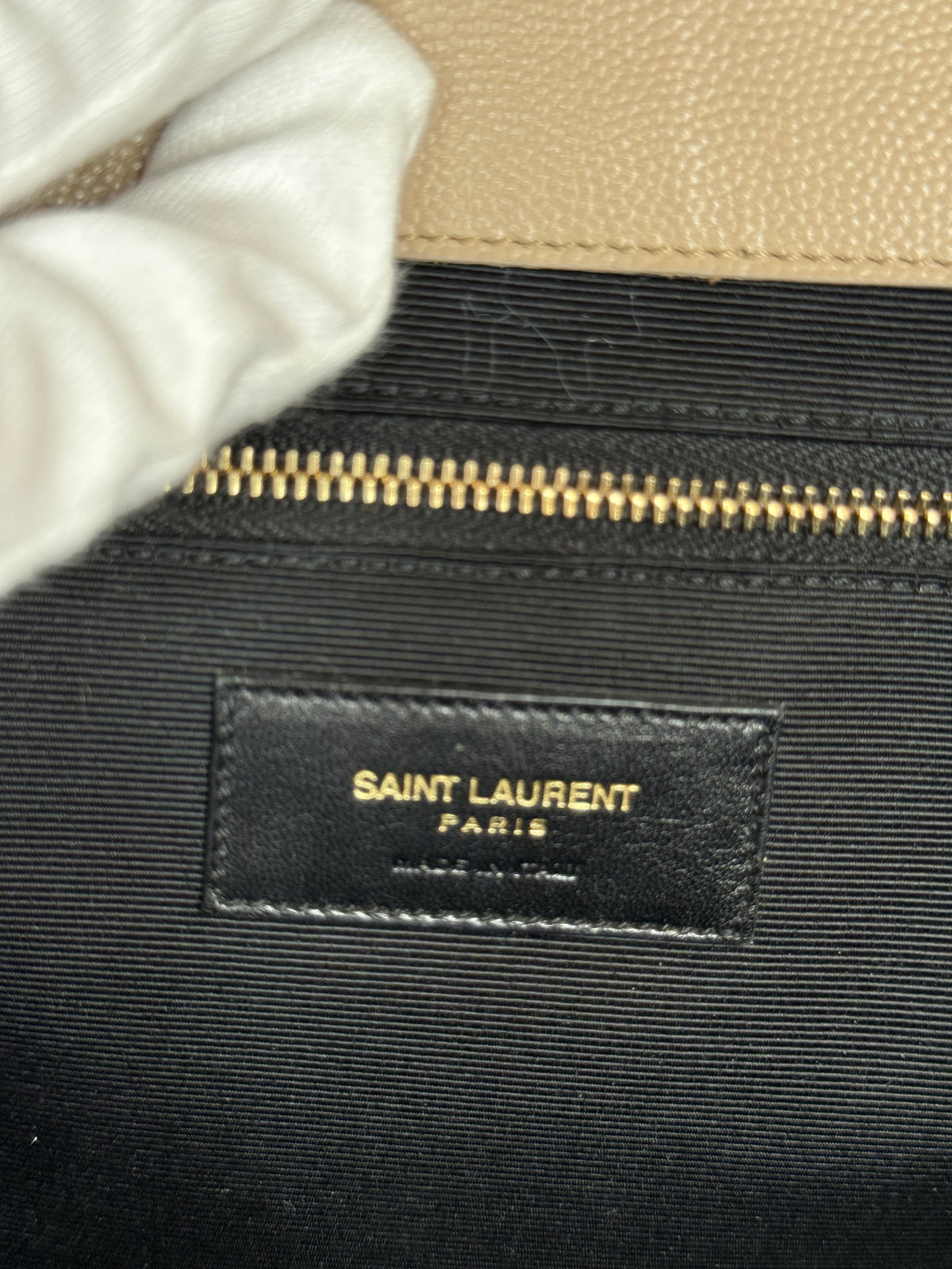 Saint Laurent Beige Grain De Poudre Large Envelope Bag