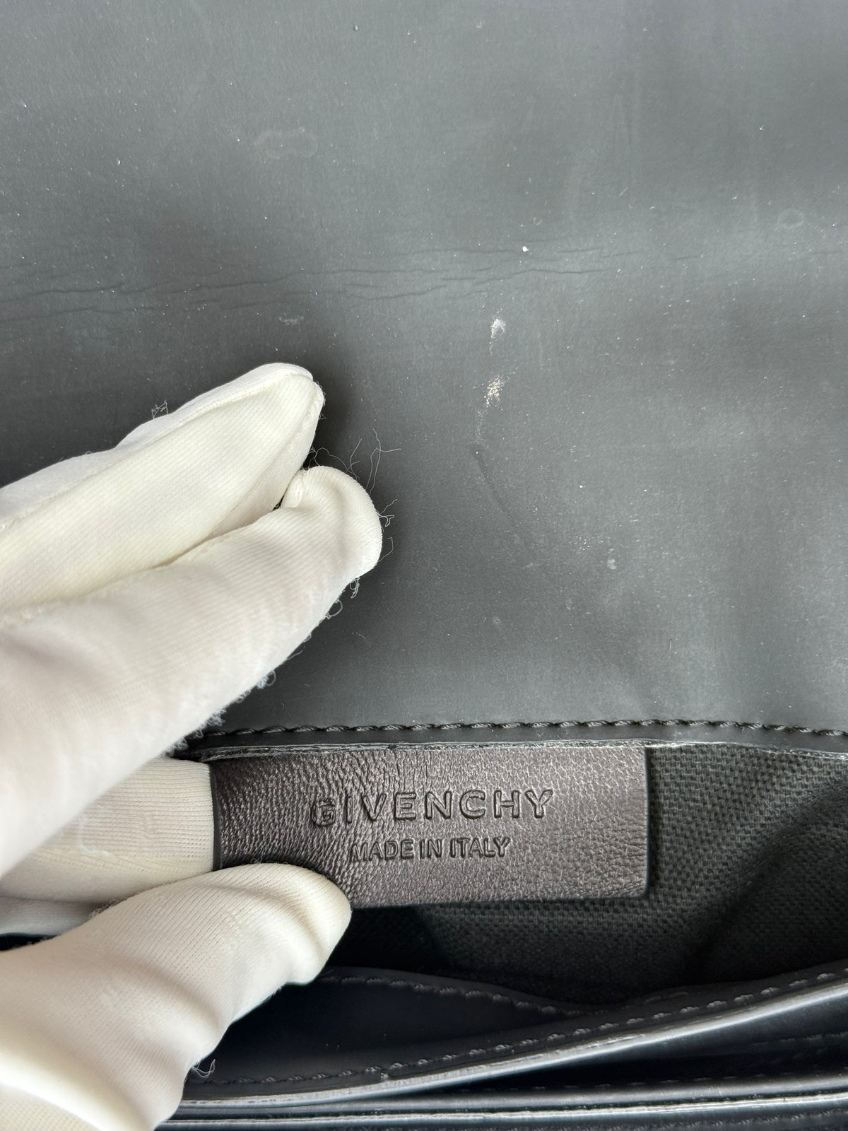 Givenchy Rubber Effect Black Calfskin Leather Antigona Envelope Clutch