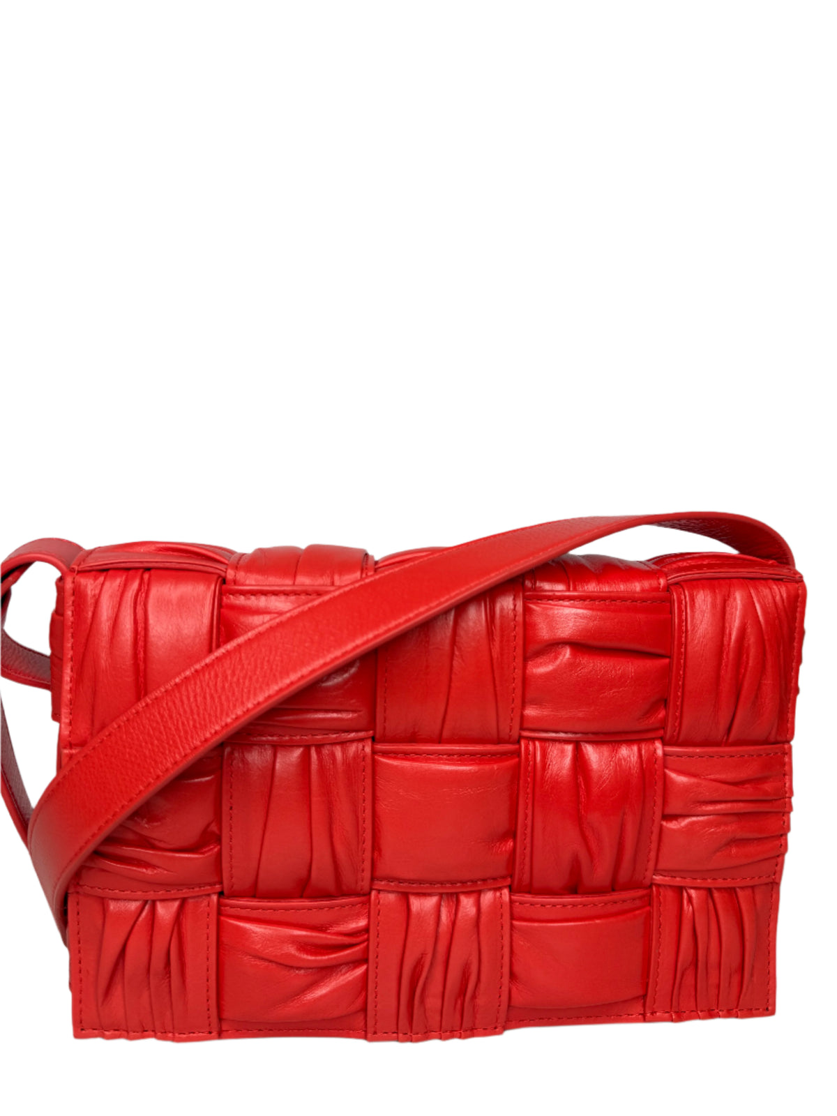 Bottega Veneta Calfskin Intreccio Plisse Cassette Crossbody Bag Sunburst