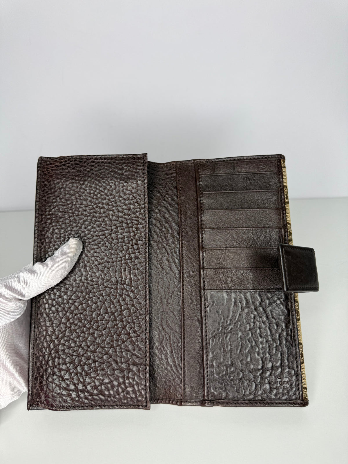Gucci Brown/Beige GG Canvas and Leather Continental Wallet