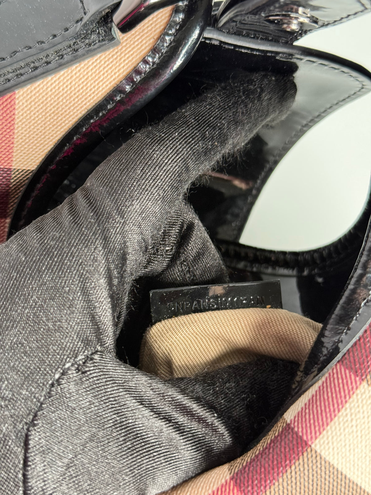 Burberry Black/Beige Nova Check PVC and Patent Leather Mini Brooke Hobo