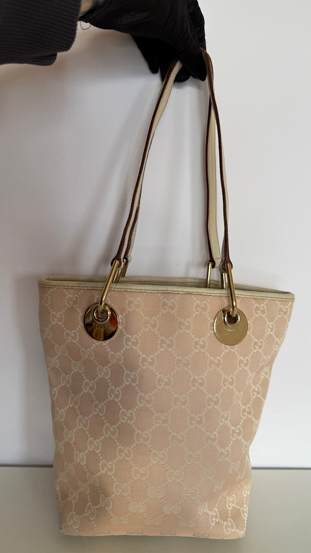 Gucci Light Pink GG Canvas Small Eclipse Tote