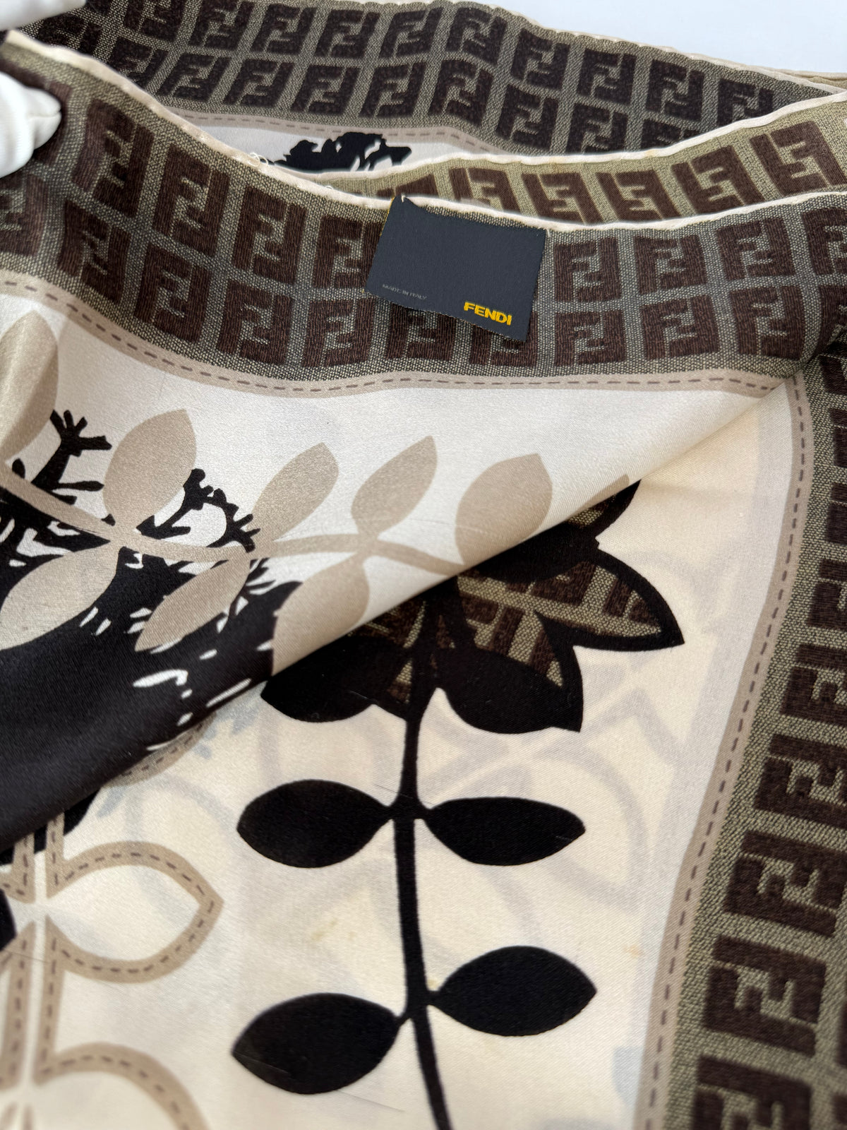 Fendi Zucca Print FF Silk Scarf