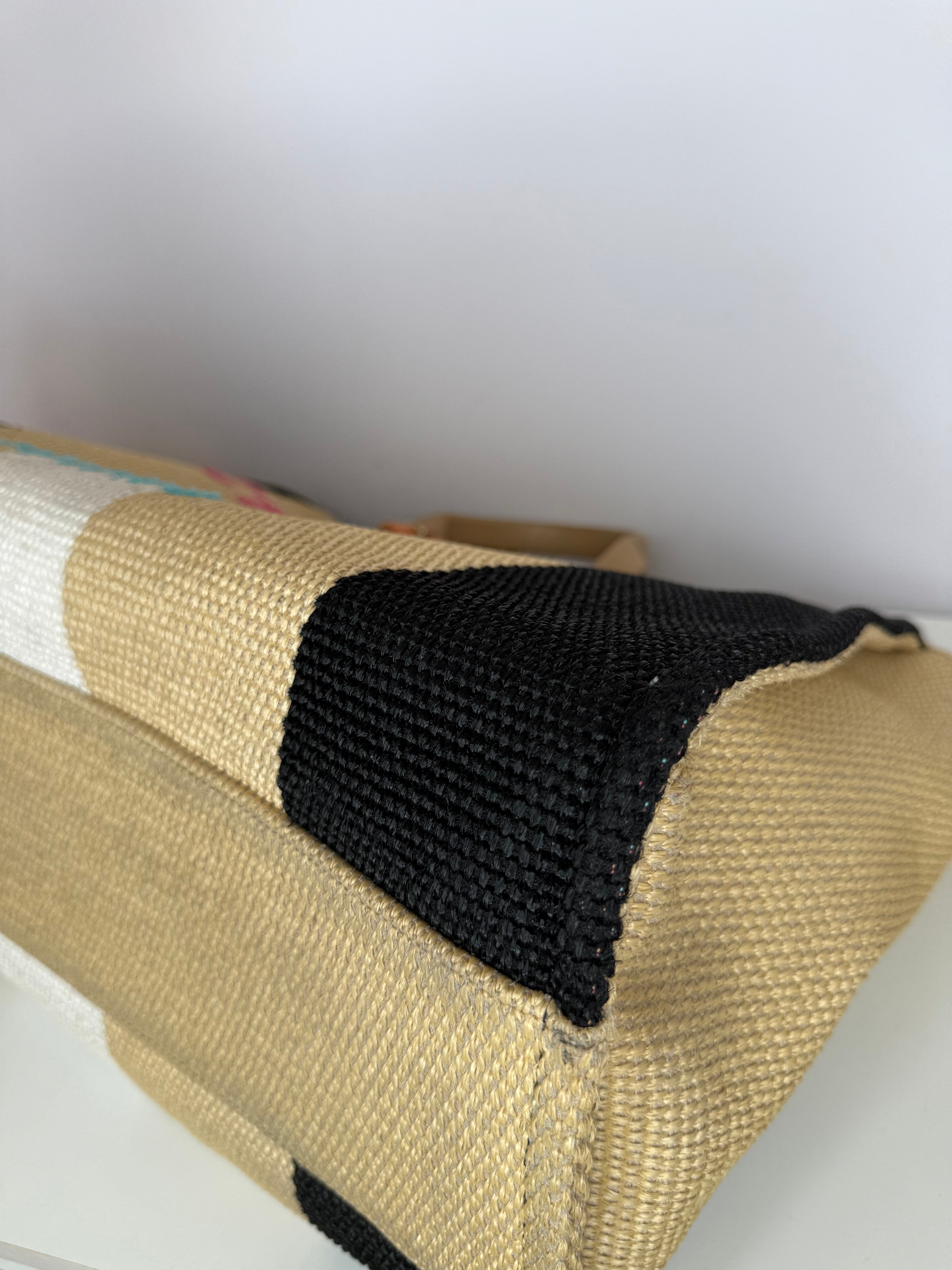 Chanel Large Striped Raffia Deauville Shopping Tote Bag