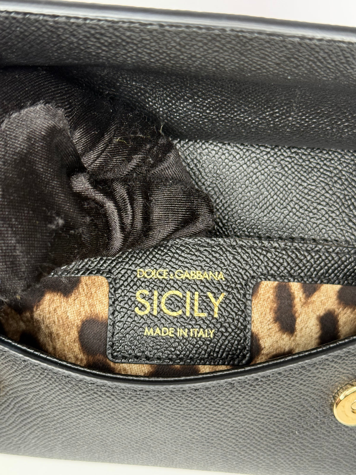Dolce Gabbana Small Sicily Bag in Black Dauphine Calfskin Top Handle Bag