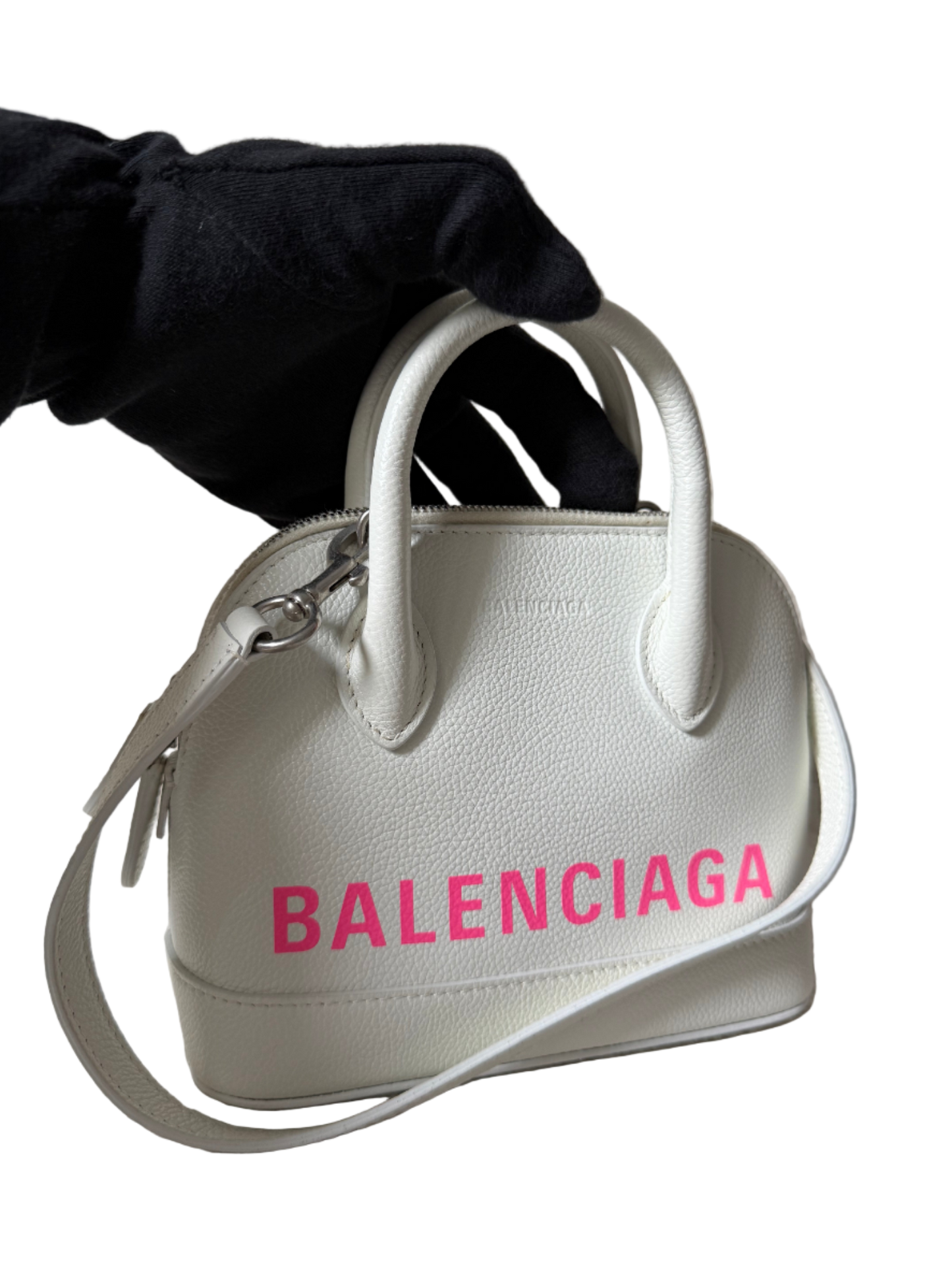 Balenciaga White/Pink XXS Ville Top Handle Handbag