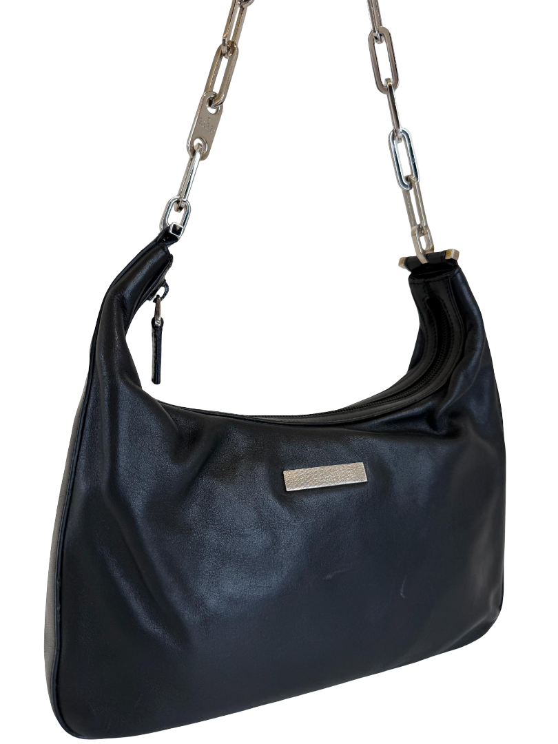 Gucci Black Leather Chain Shoulder Bag