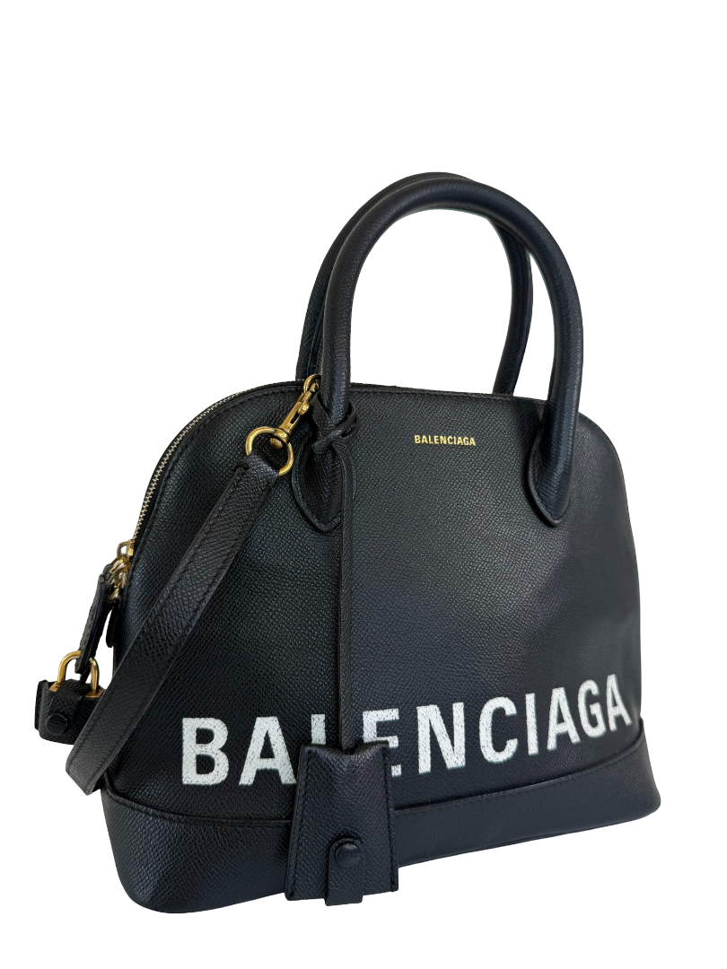 Balenciaga Black Grained Leather Ville Top Handle Bag
