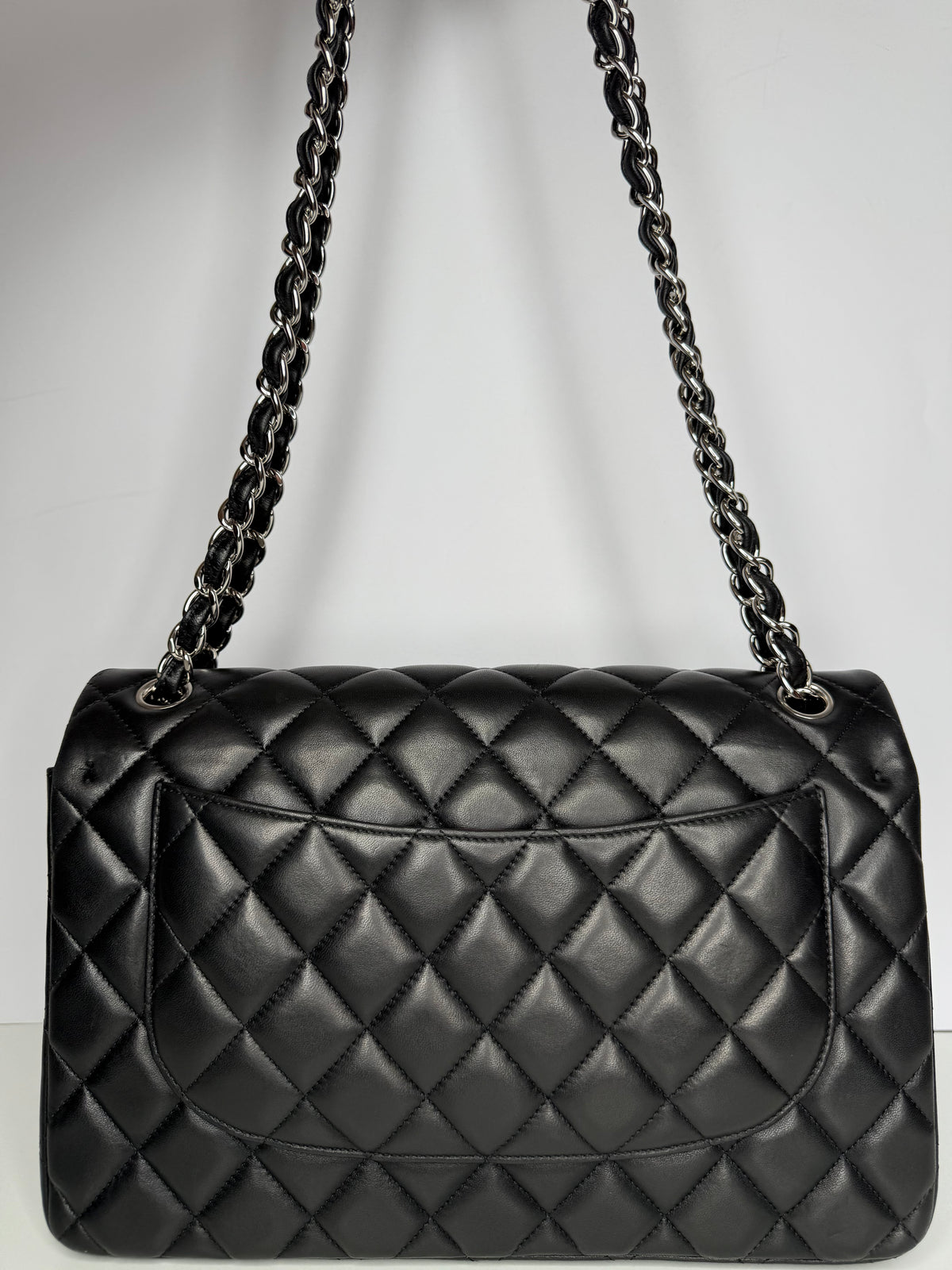 Chanel Classic Jumbo Double Flap Black Lambskin Shoulder Bag