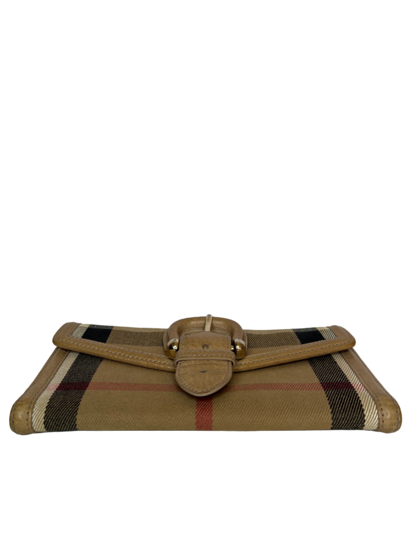 Burberry Beige Nova Check Canvas and Leather Buckle Flap Wallet