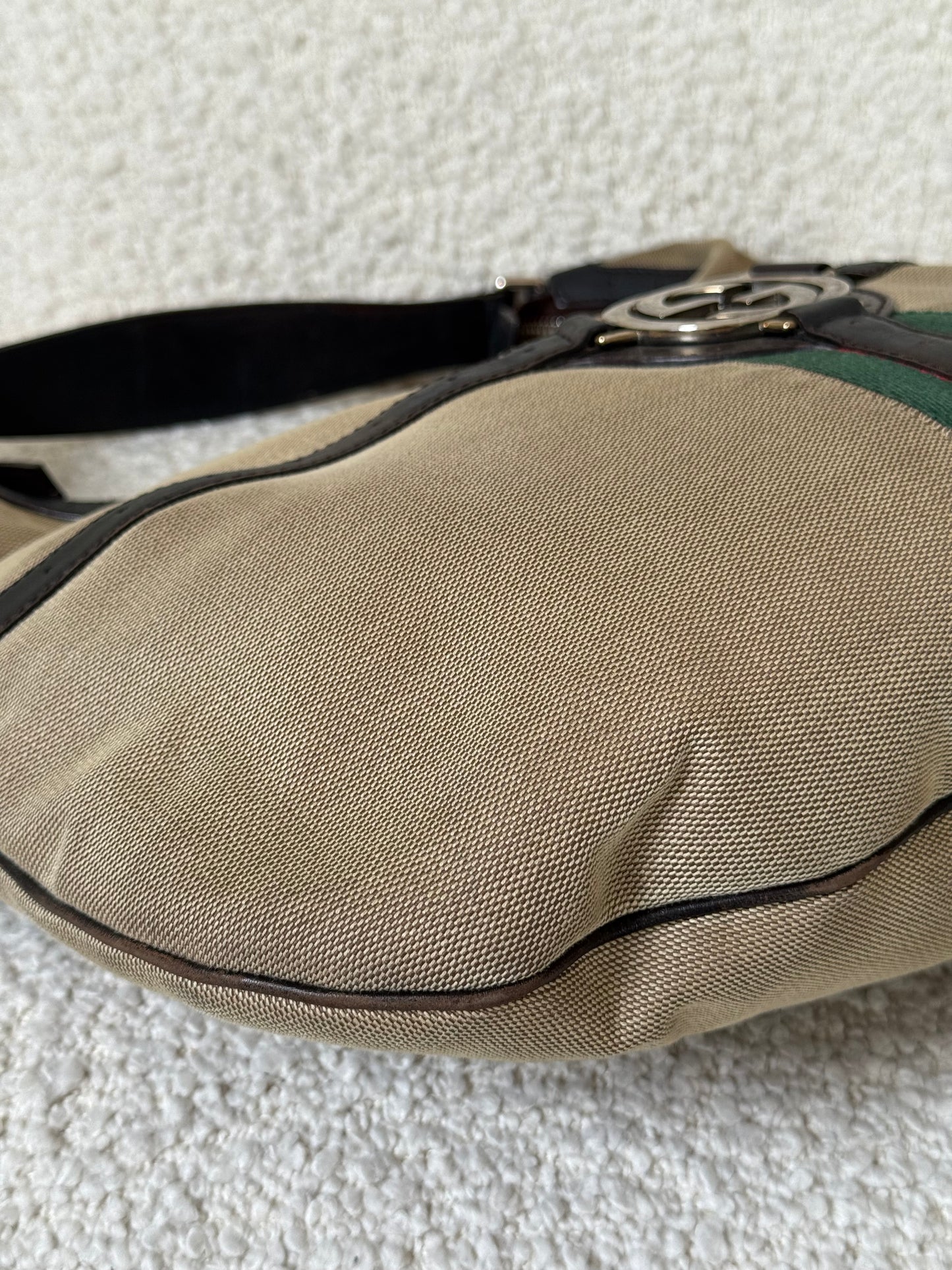 TEST Gucci Beige Canvas Web Reins Large Hobo (Copy)