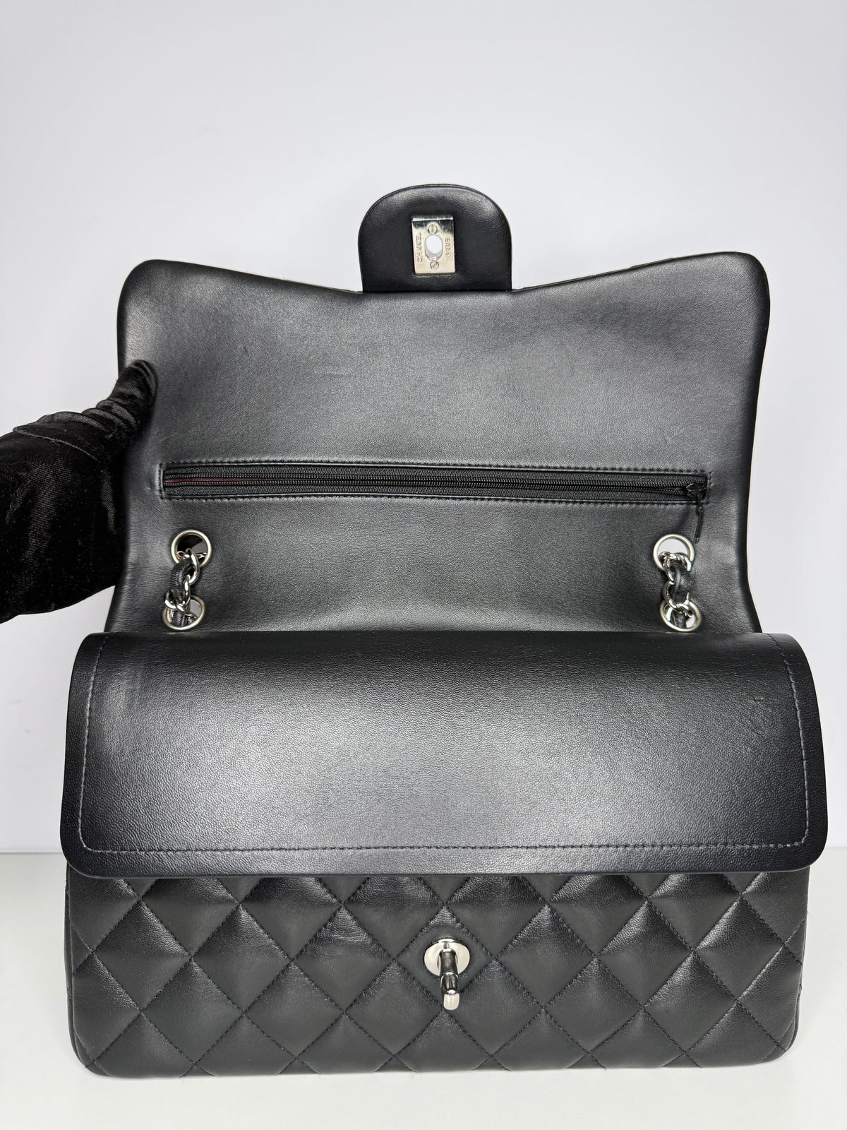 Chanel Classic Jumbo Double Flap Bag Black Lambskin Shoulder Bag