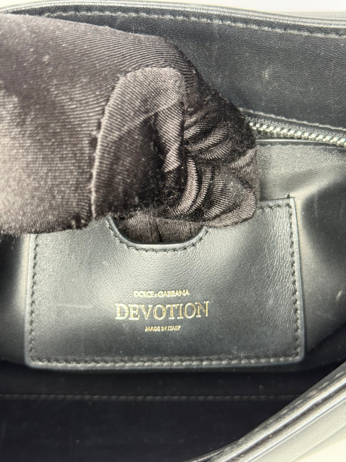 Dolce Gabbana Black Nappa Quilted Devotion Bag