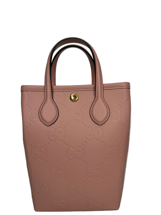Gucci Pink Monogram Leather Retro Mini Tote Bag