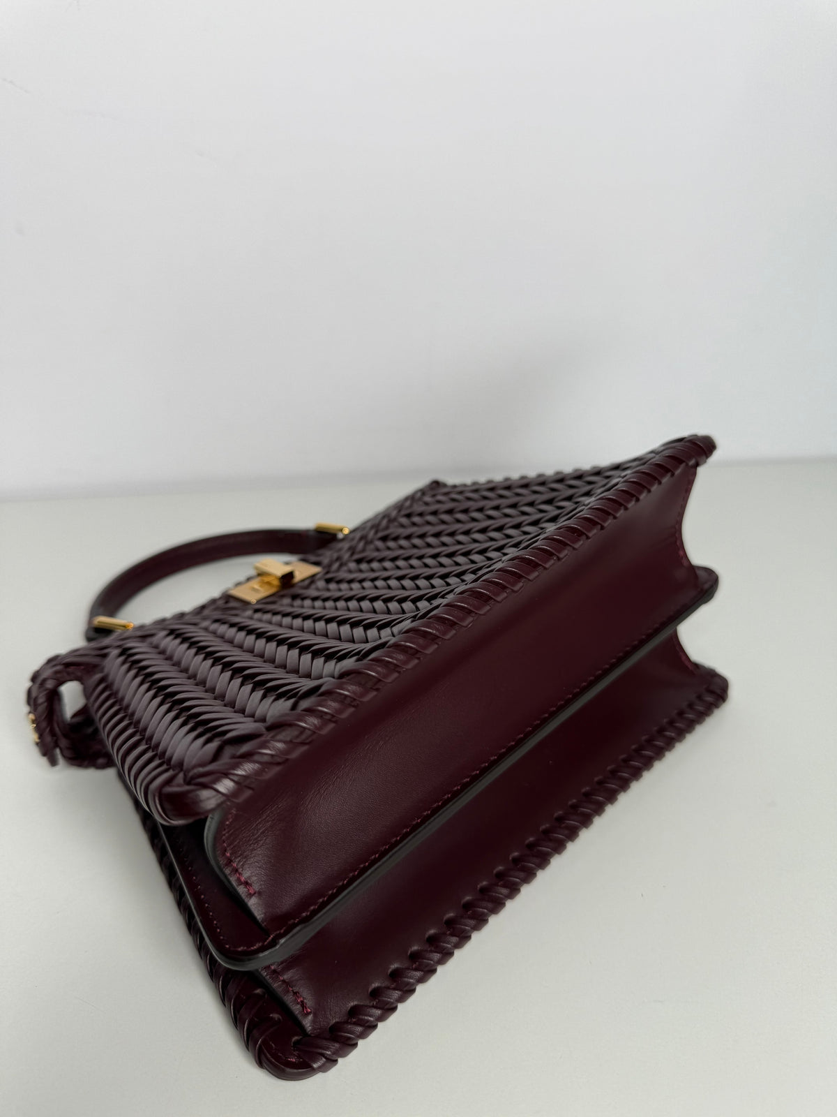 Fendi Peekaboo ISeeU Petite Burgundy Interlace Leather Bag