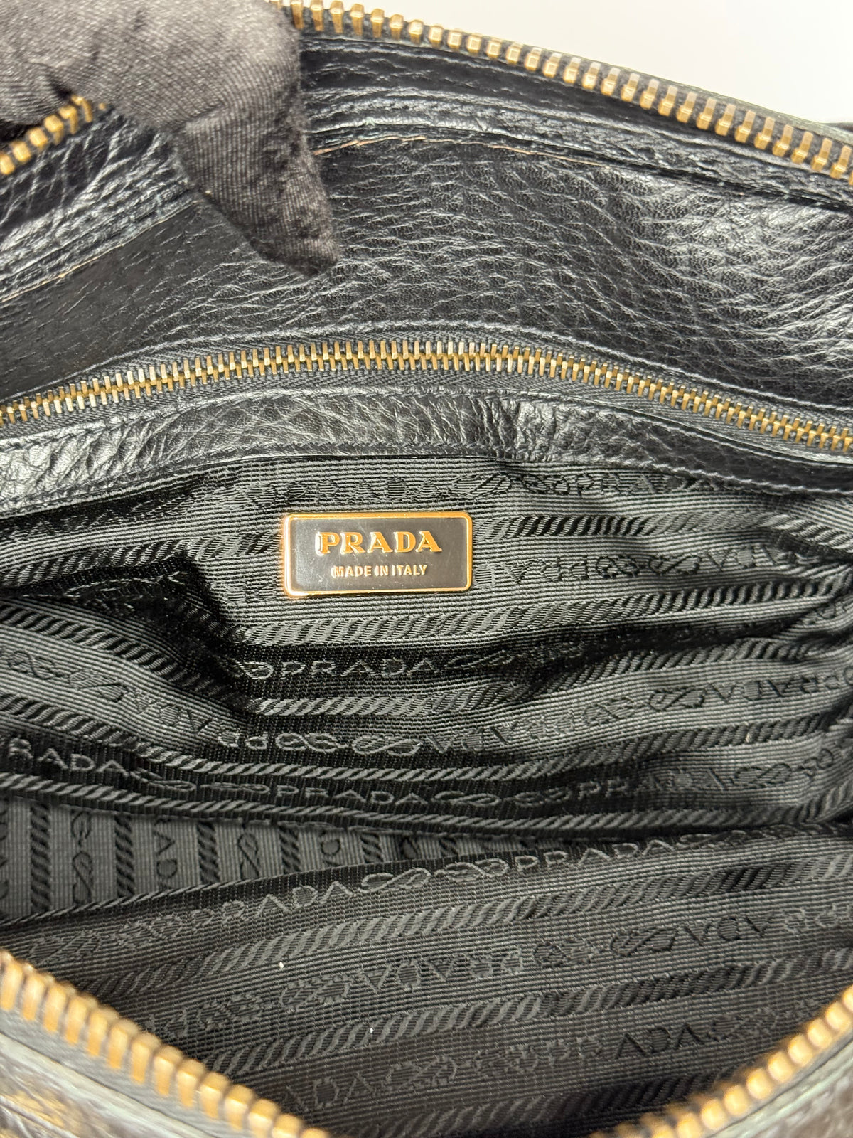 Prada Black Tessuto Nylon Bowler Bag with Vitello Leather Trim