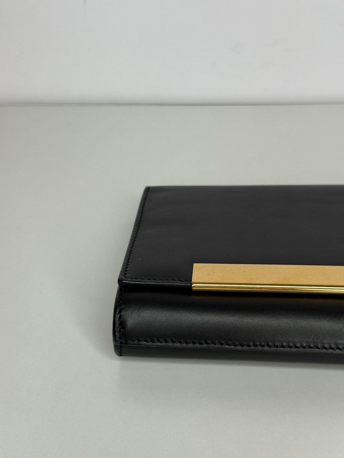 Saint Laurent Black Smooth Calfskin Leather Lutetia Flap Clutch
