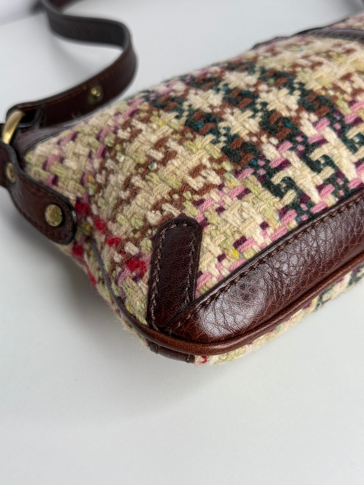 Burberry Multicolor Wool and Leather Shoulder Bag