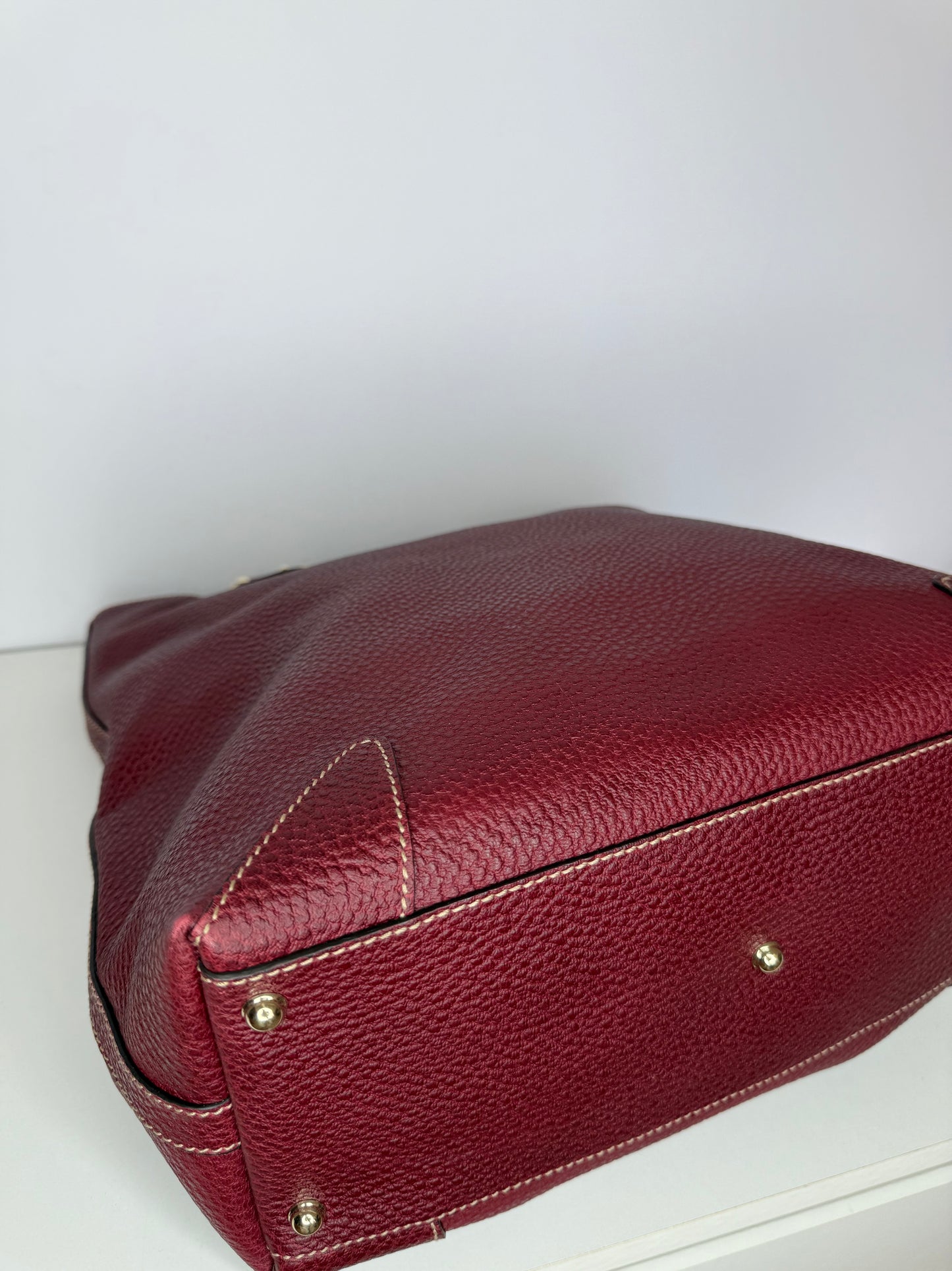 Gucci Burgundy Leather Weekend Tote Bag