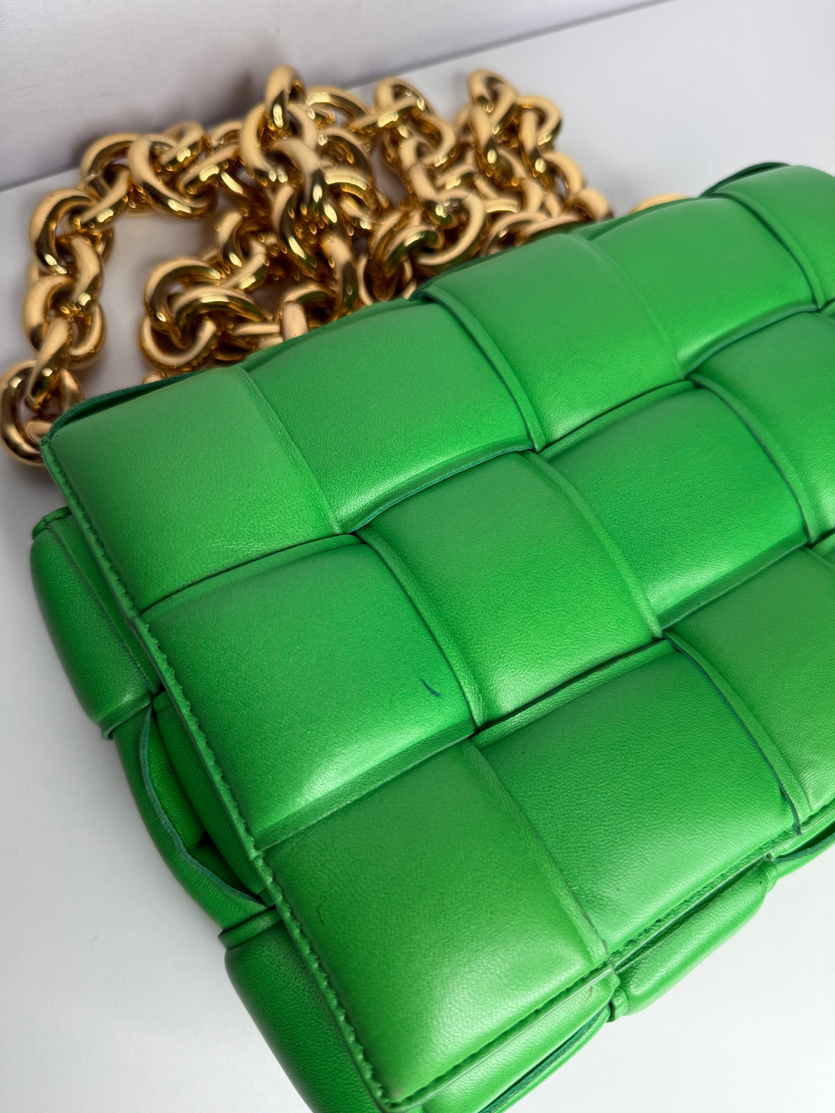 Bottega Veneta Lambskin Maxi Intreccio Padded Chain Cassette Crossbody Bag