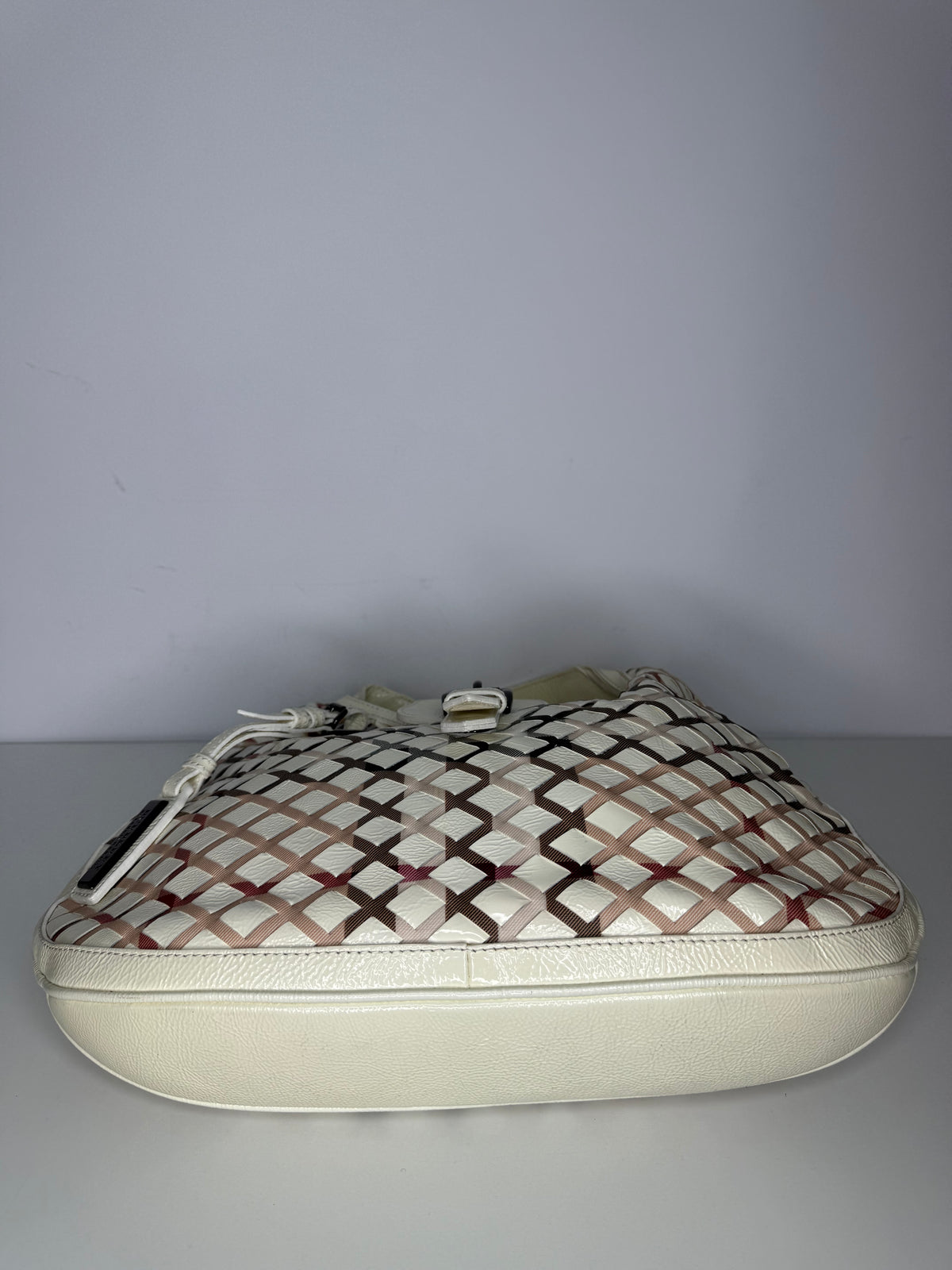 Burberry White House Check Patent Leather and PVC Brooke Hobo