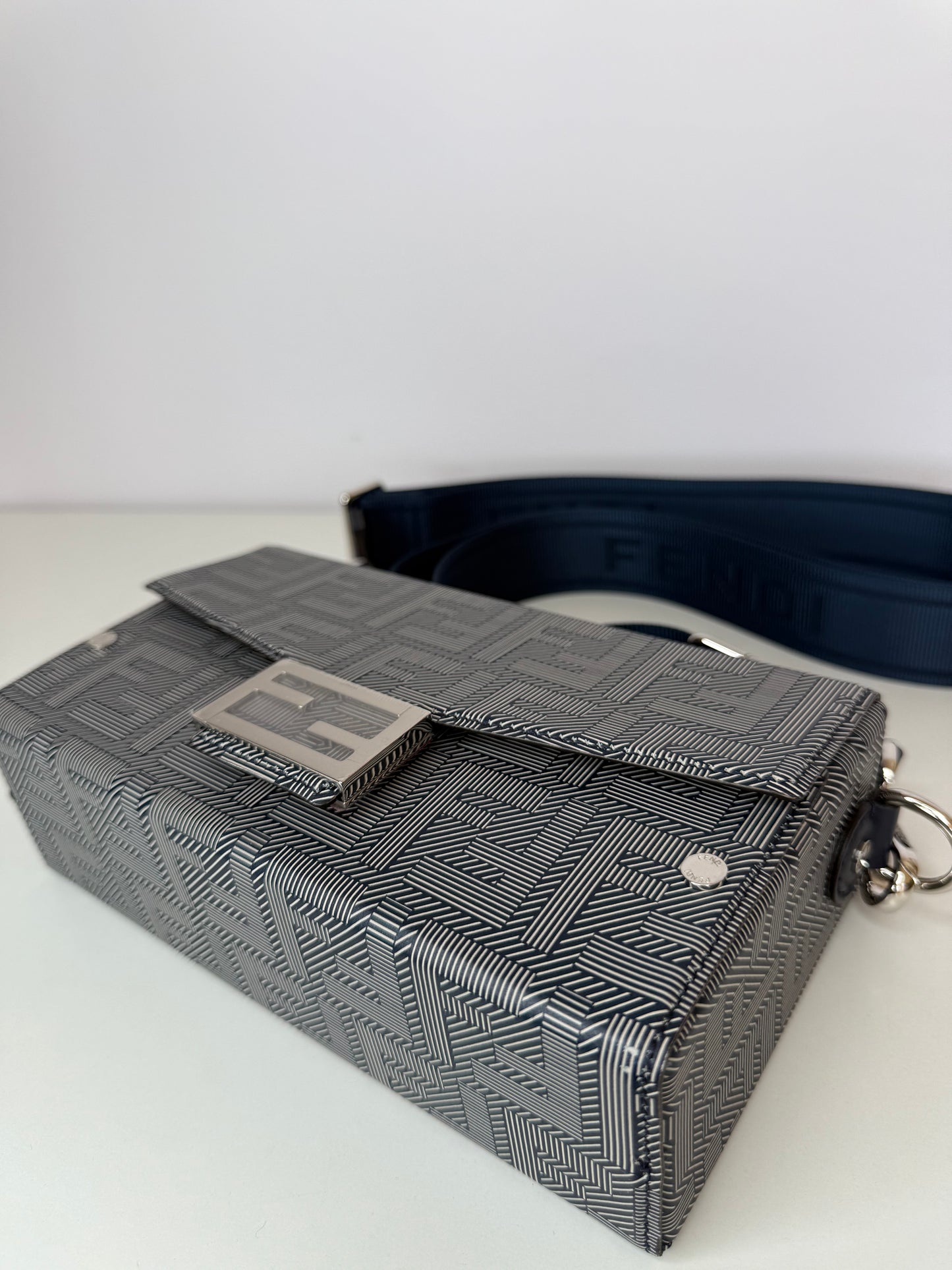 Fendi Baguette Soft Trunk Messenger Bag Blue