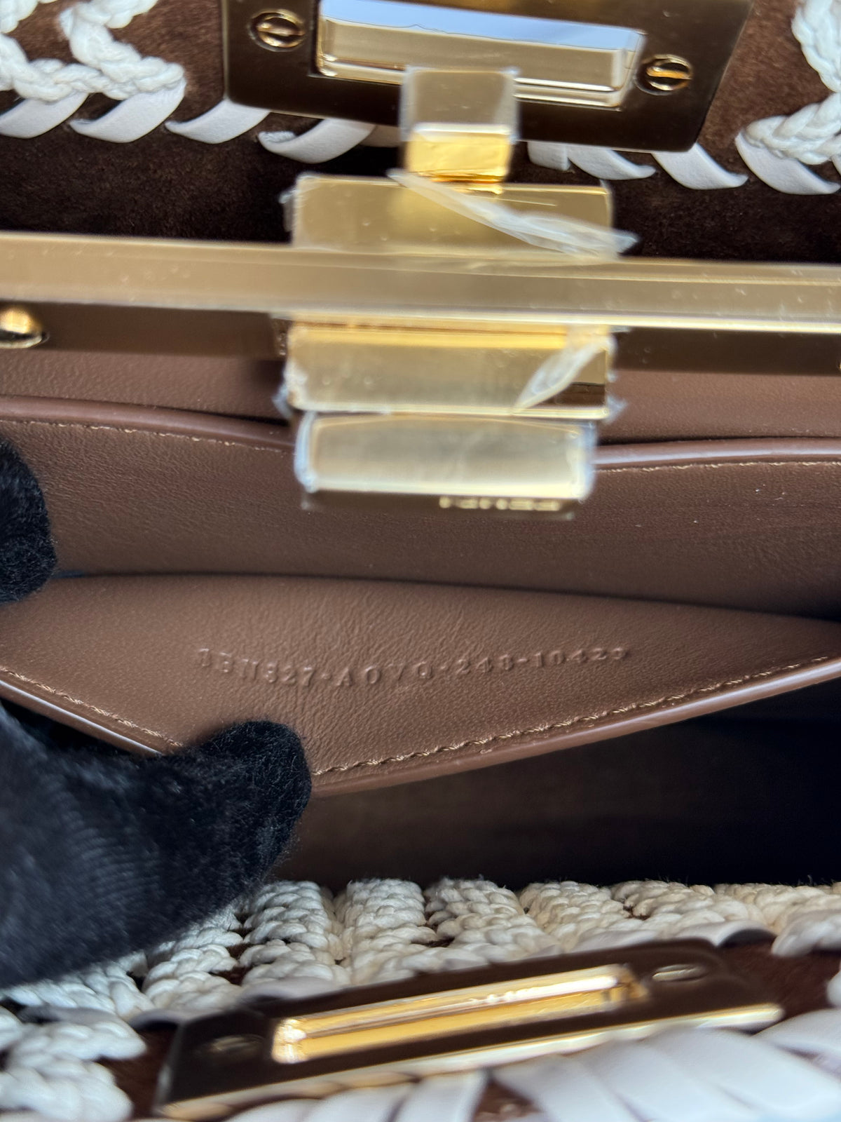 Fendi Peekaboo ISeeU Small Brown Calfskin Waxed Cord Interlacing