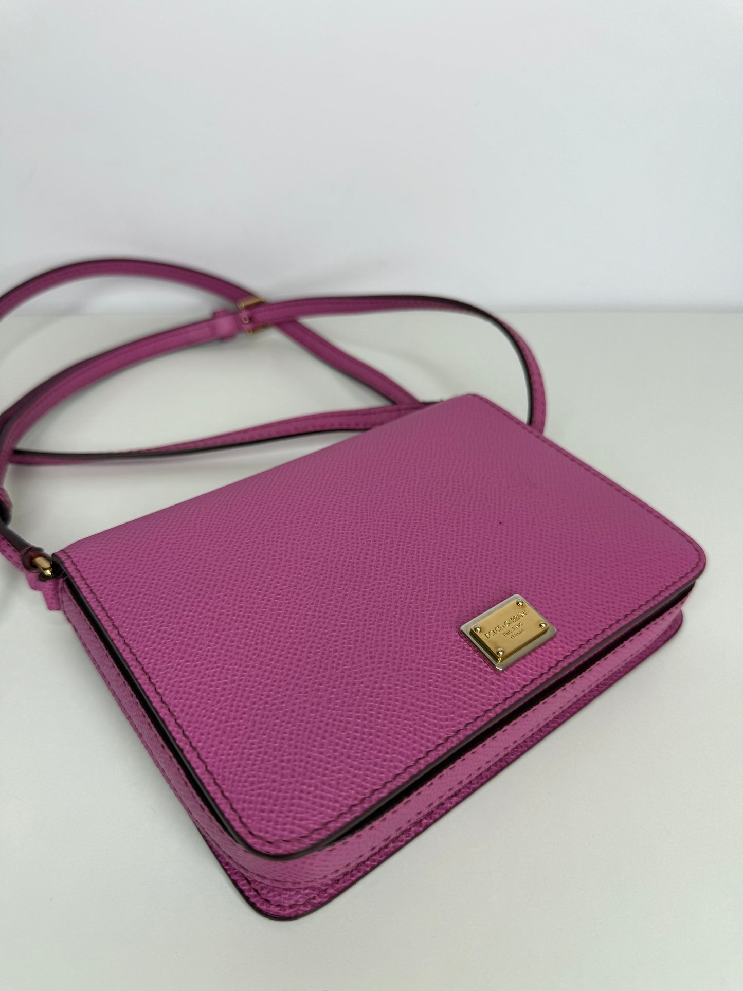 Dolce Gabbana Pink Dauphine Leather Mini Crossbody Bag