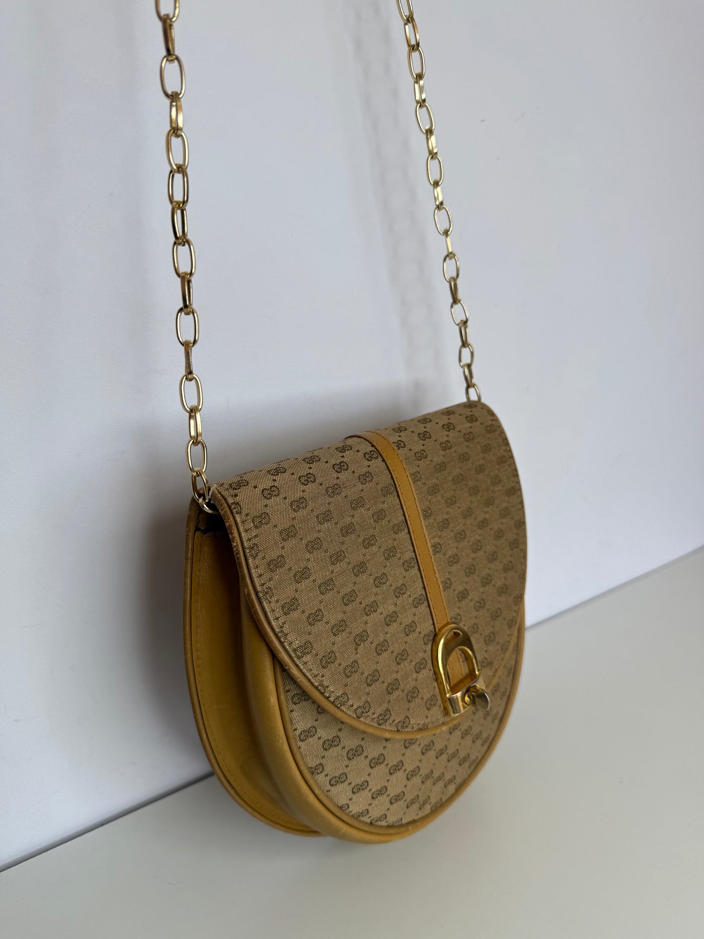 Gucci Vintage Brown Micro GG Canvas Crossbody Bag