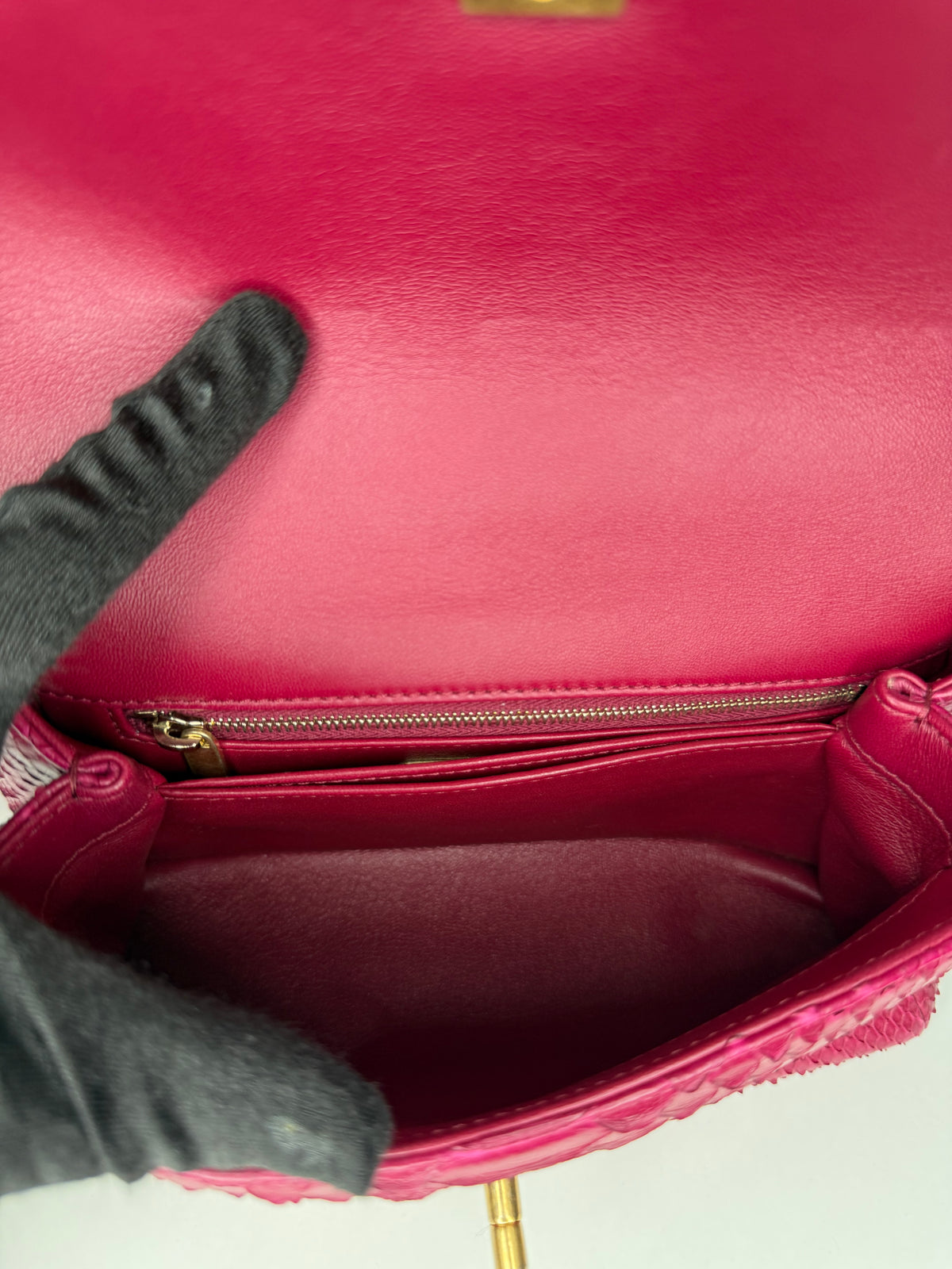 Chanel Small Fuchsia Python Coco Top Handle Bag