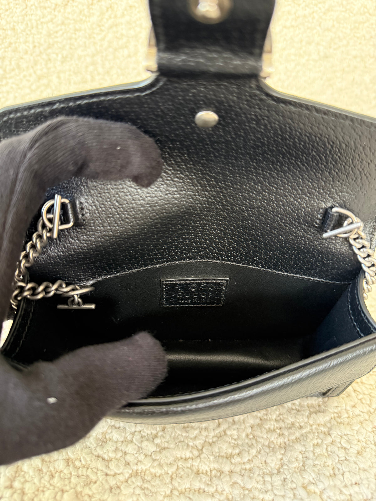 Gucci GG Black Denim Super Mini Dionysus Crossbody Bag