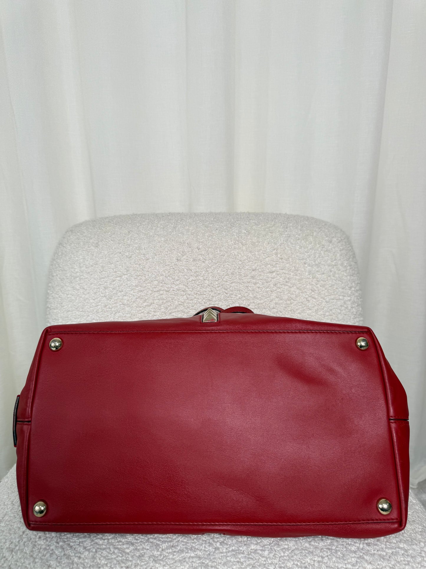 Valentino Red Leather Rockstud Va Va Voom Large Tote Bag