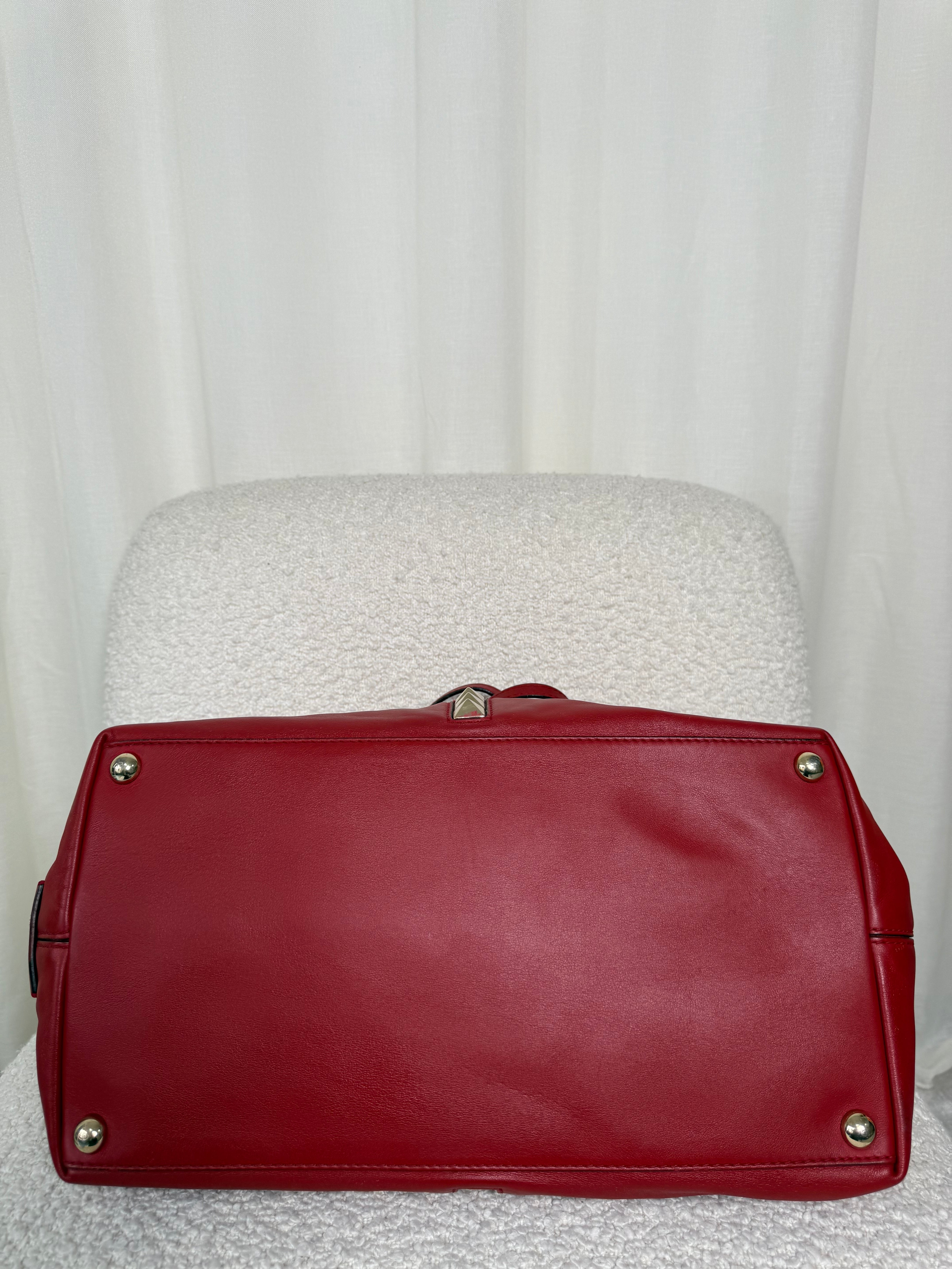 Valentino Red Leather Rockstud Va Va Voom Large Tote Bag