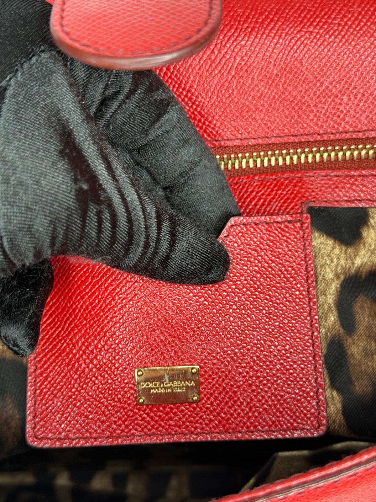 Dolce Gabbana Large Miss Sicily Red Leather Top Handle Bag