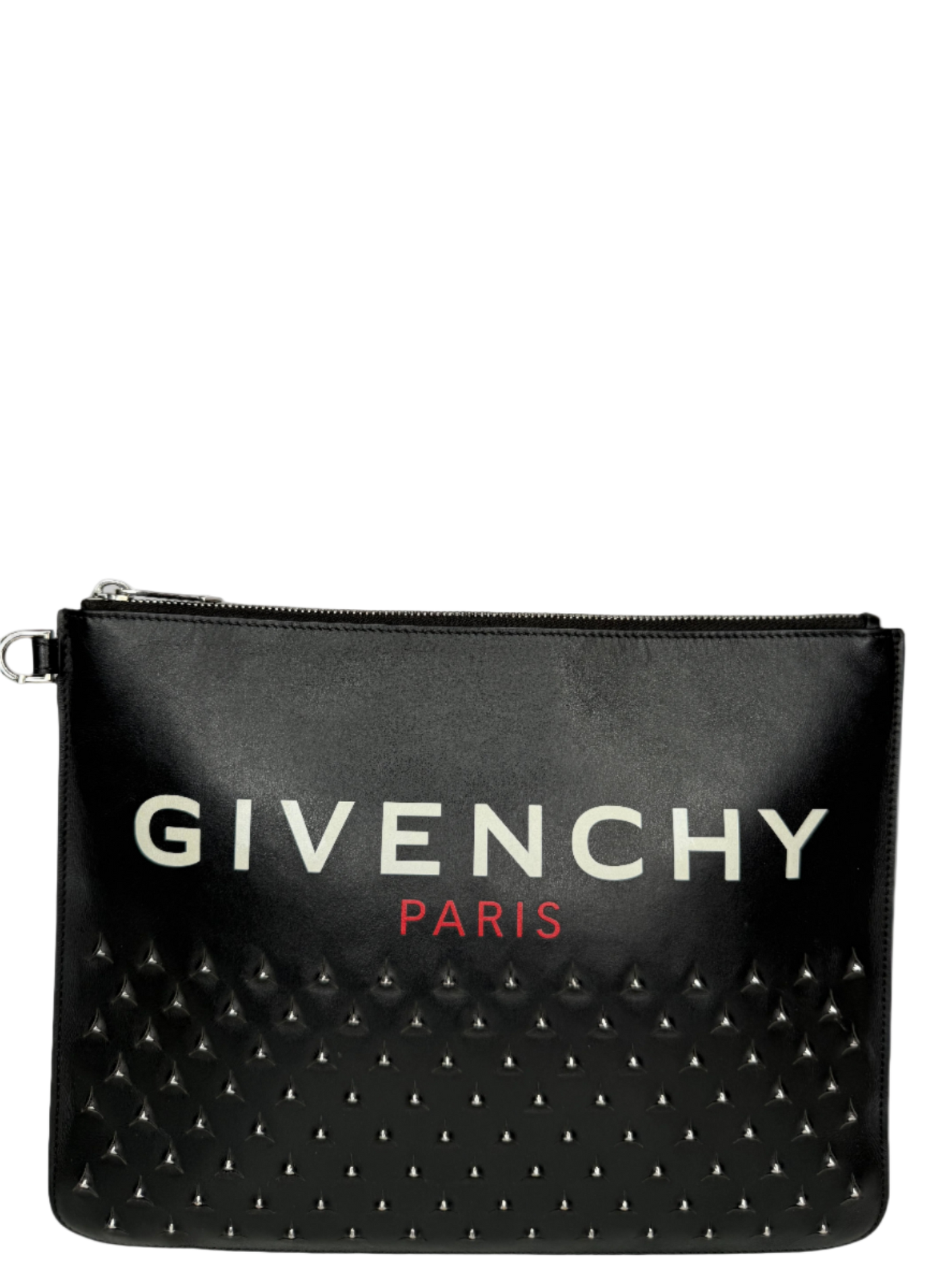 Givenchy Black Leather Studded Zip Pouch
