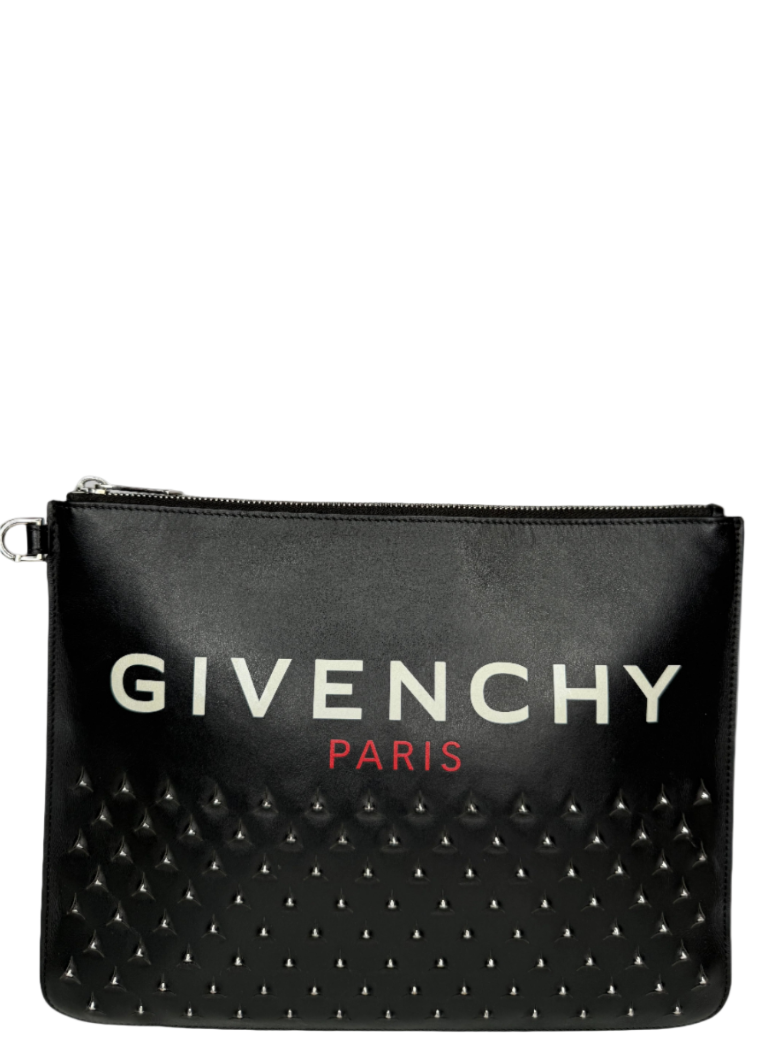 Givenchy Black Leather Studded Zip Pouch