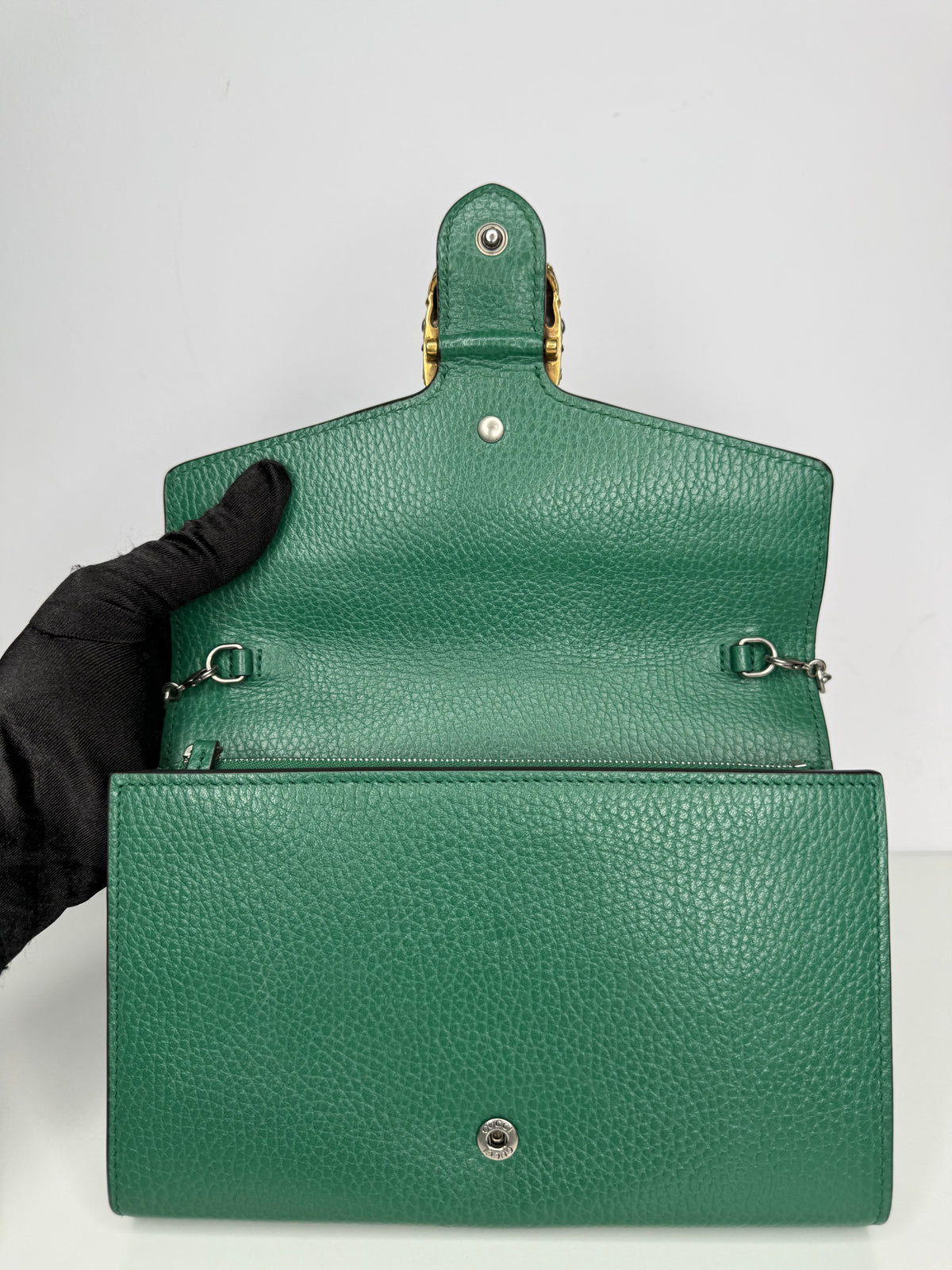 Gucci Emerald Green Leather Dionysus Wallet On Chain