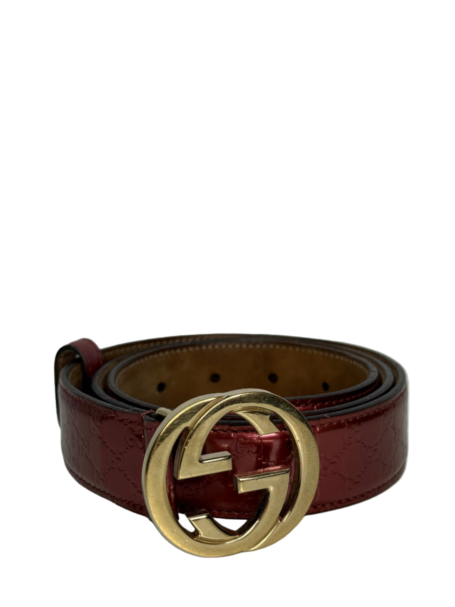 Gucci Guccissima Patent Leather Interlocking G Buckle Belt