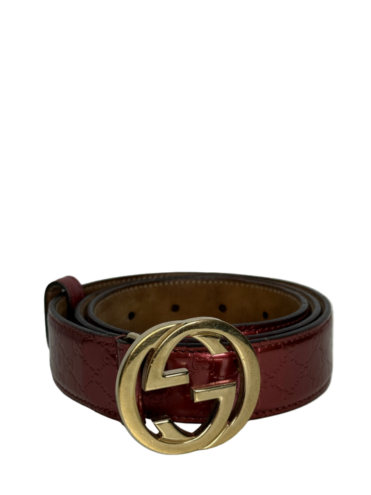 Gucci Guccissima Patent Leather Interlocking G Buckle Belt