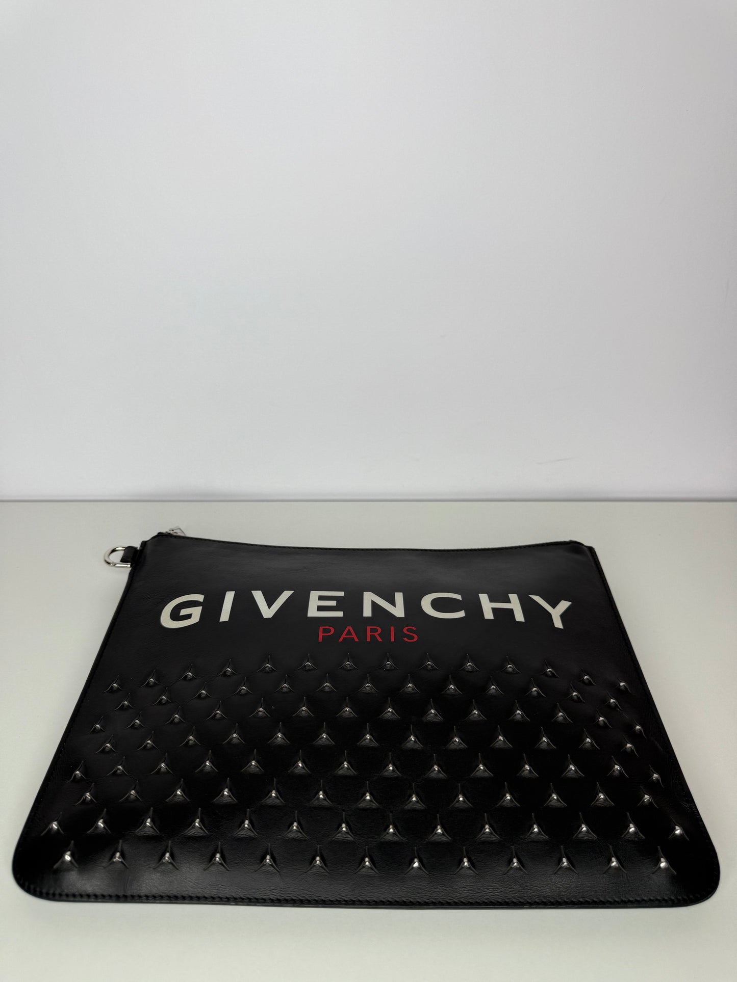 Givenchy Black Leather Studded Zip Pouch