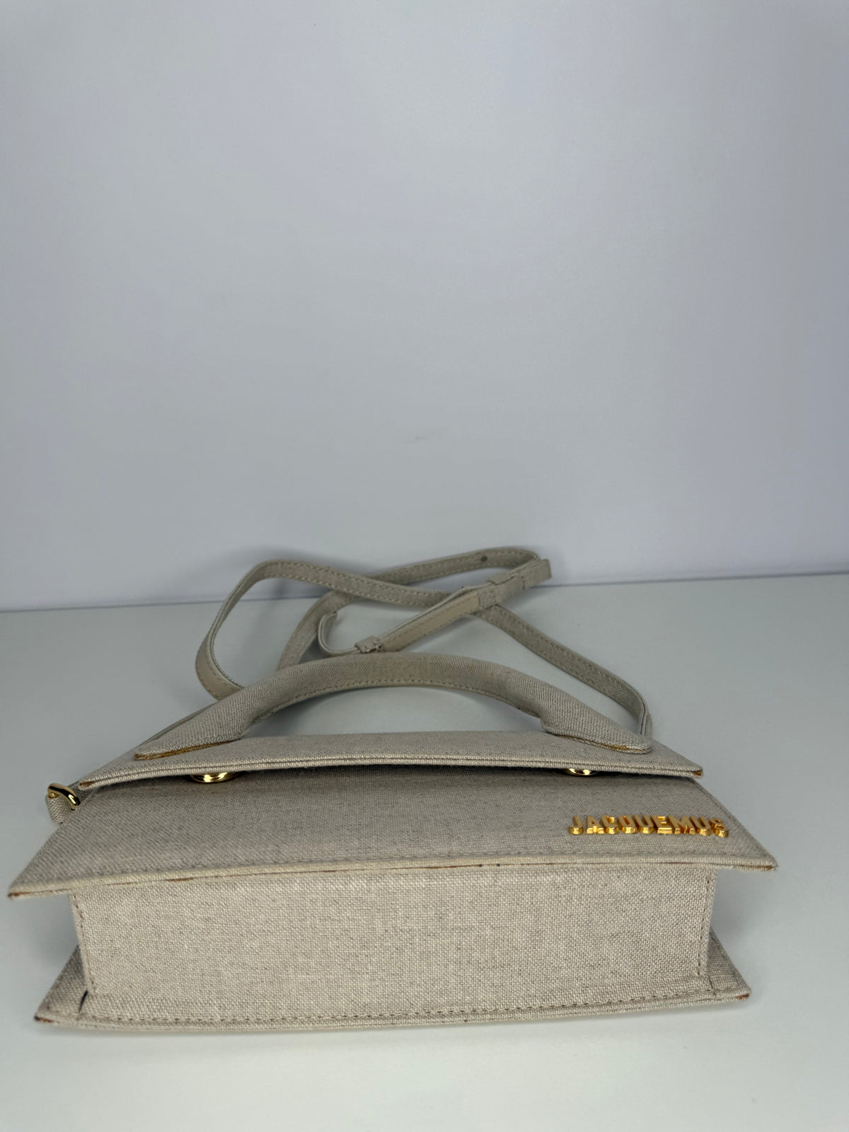 Jacquemus Le Chiquito Long in Beige Canvas Top Handle Bag