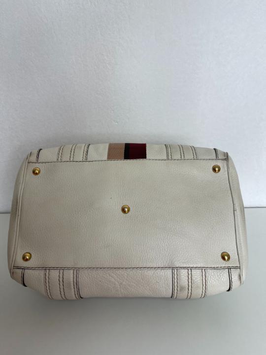 Gucci White Leather Aviatrix Medium Boston Bag