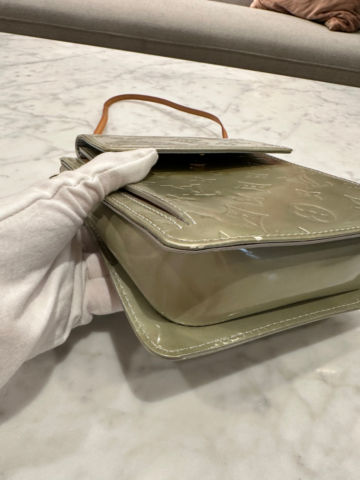 Louis Vuitton Silver Monogram Vernis Mott Bag