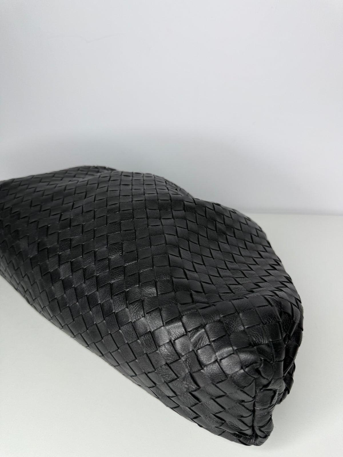 Bottega Veneta The Pouch Black Intrecciato Leather Clutch