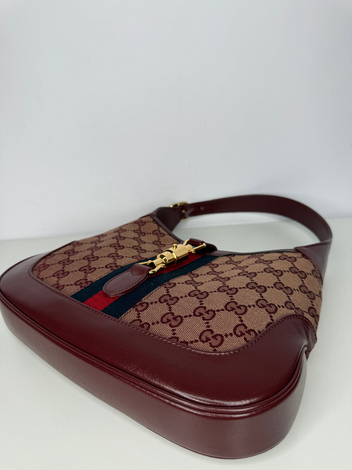 Gucci Small Jackie 1961 Hobo Burgundy GG Canvas/Calfskin Limited Edition