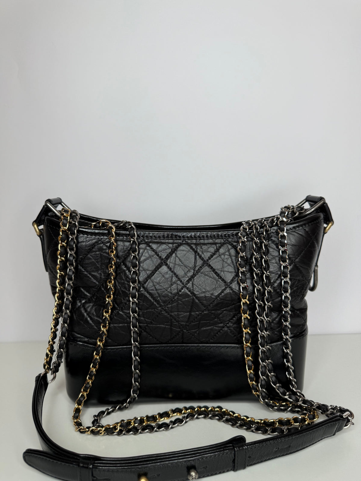 Chanel Black Quilted Aged Leather Gabrielle Hobo Bag