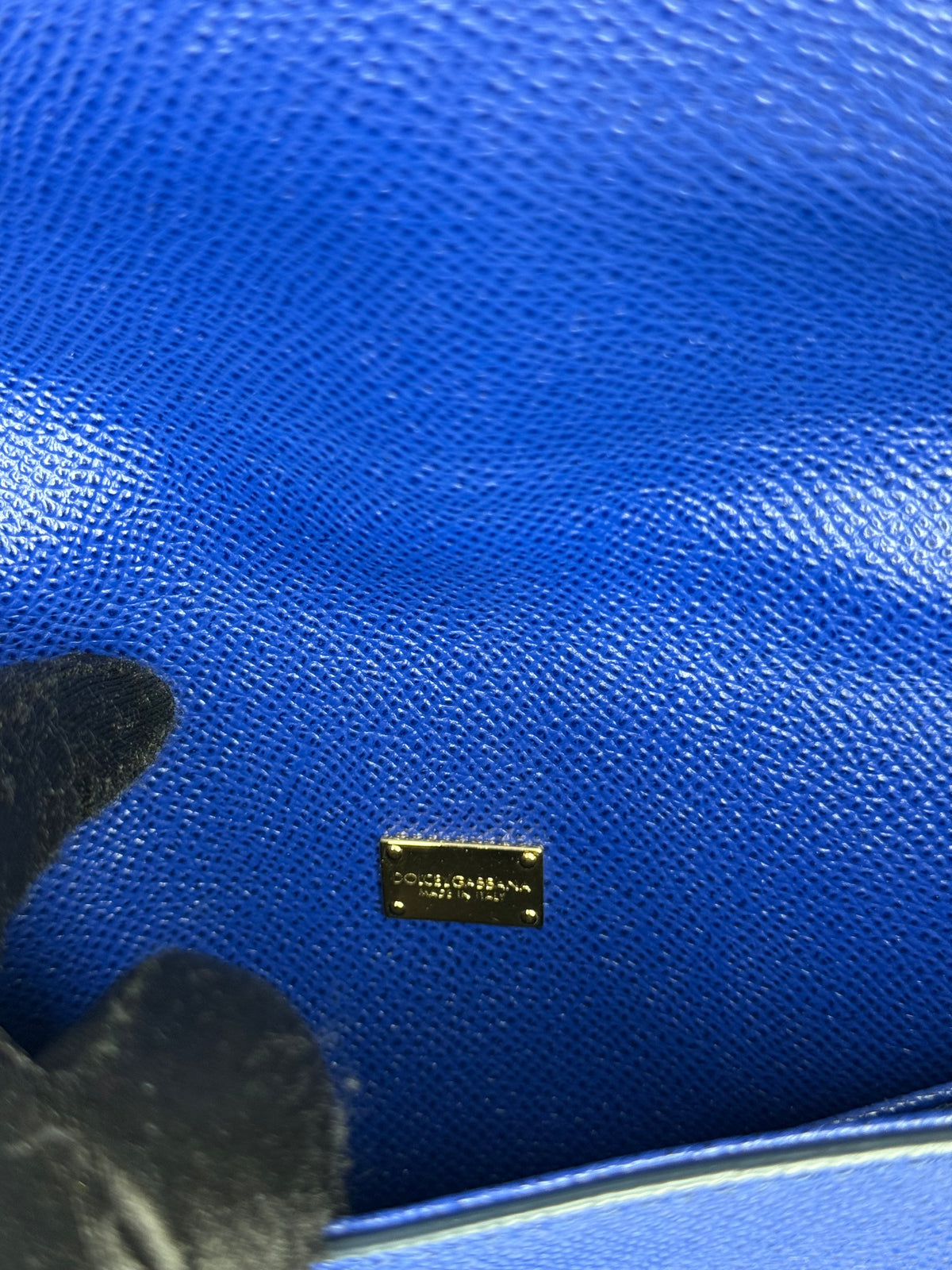 Dolce Gabbana Mini Miss Sicily Blue Dauphine Leather Crossbody Bag