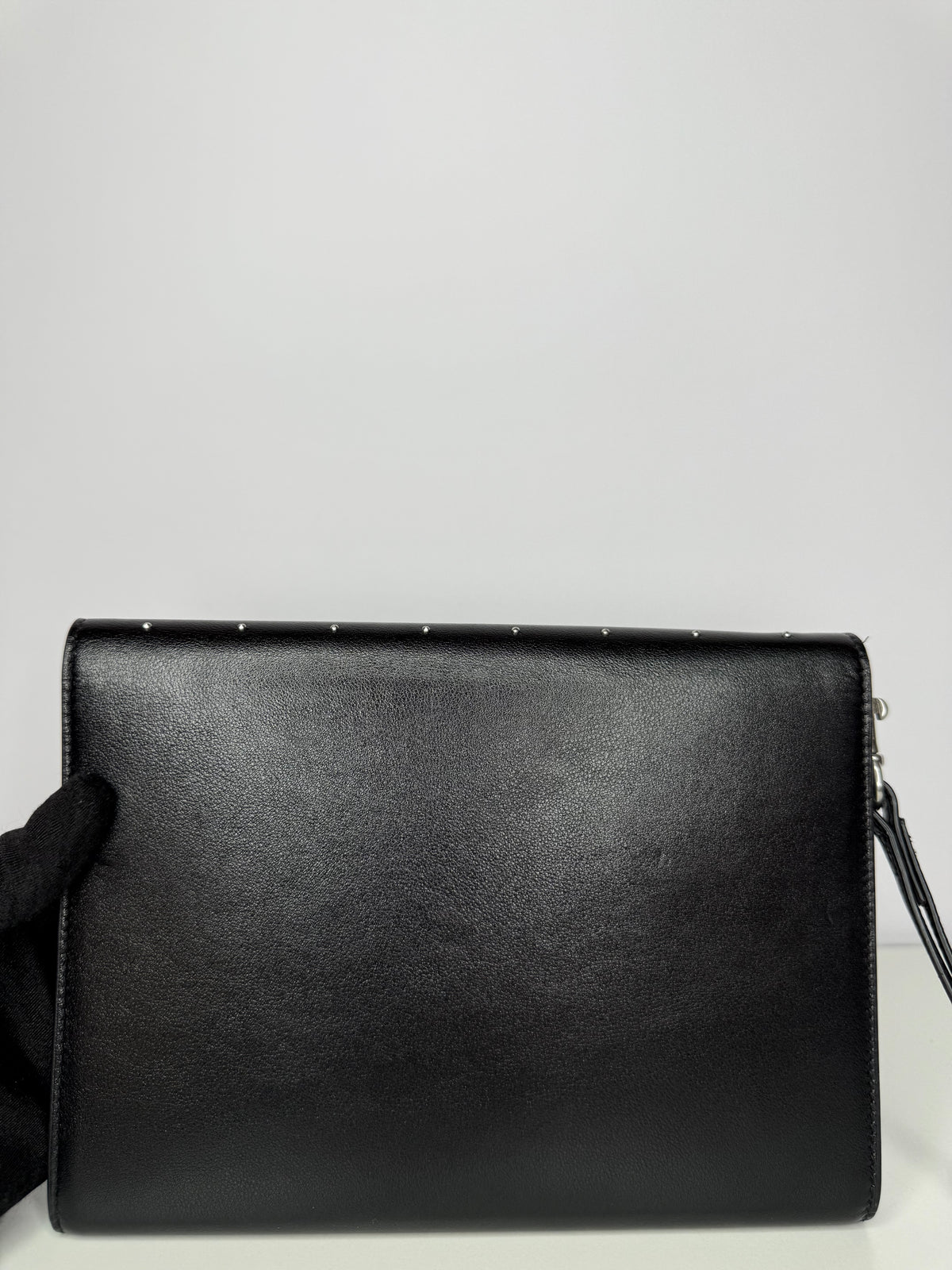 Saint Laurent Cassandre Smooth Calfskin Studded Leather Clutch