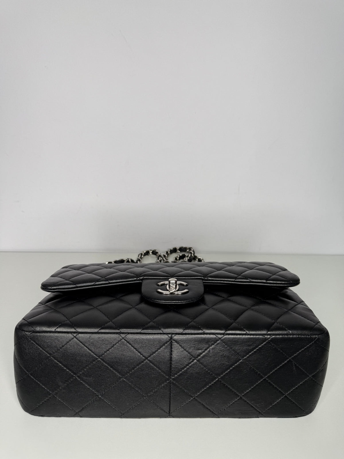 Chanel Classic Jumbo Double Flap Bag Black Lambskin Shoulder Bag